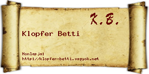Klopfer Betti névjegykártya